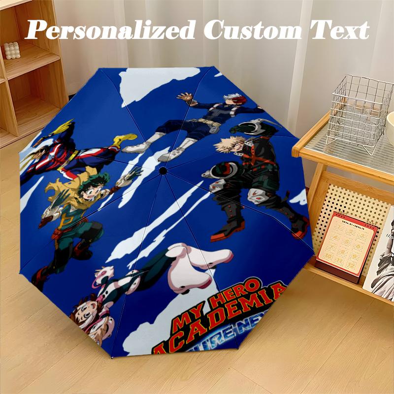 Portable Auto Folding Umbrella,My Hero Academia 8 Rib Waterproof Umbrella For Camping Commute