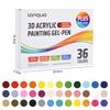 Large Capacity 36/54 Colors 3D Acrylic Painting Gel Pens Set Student Hand Account,Painting,Graffiti, Stacked Colors Art Supplies