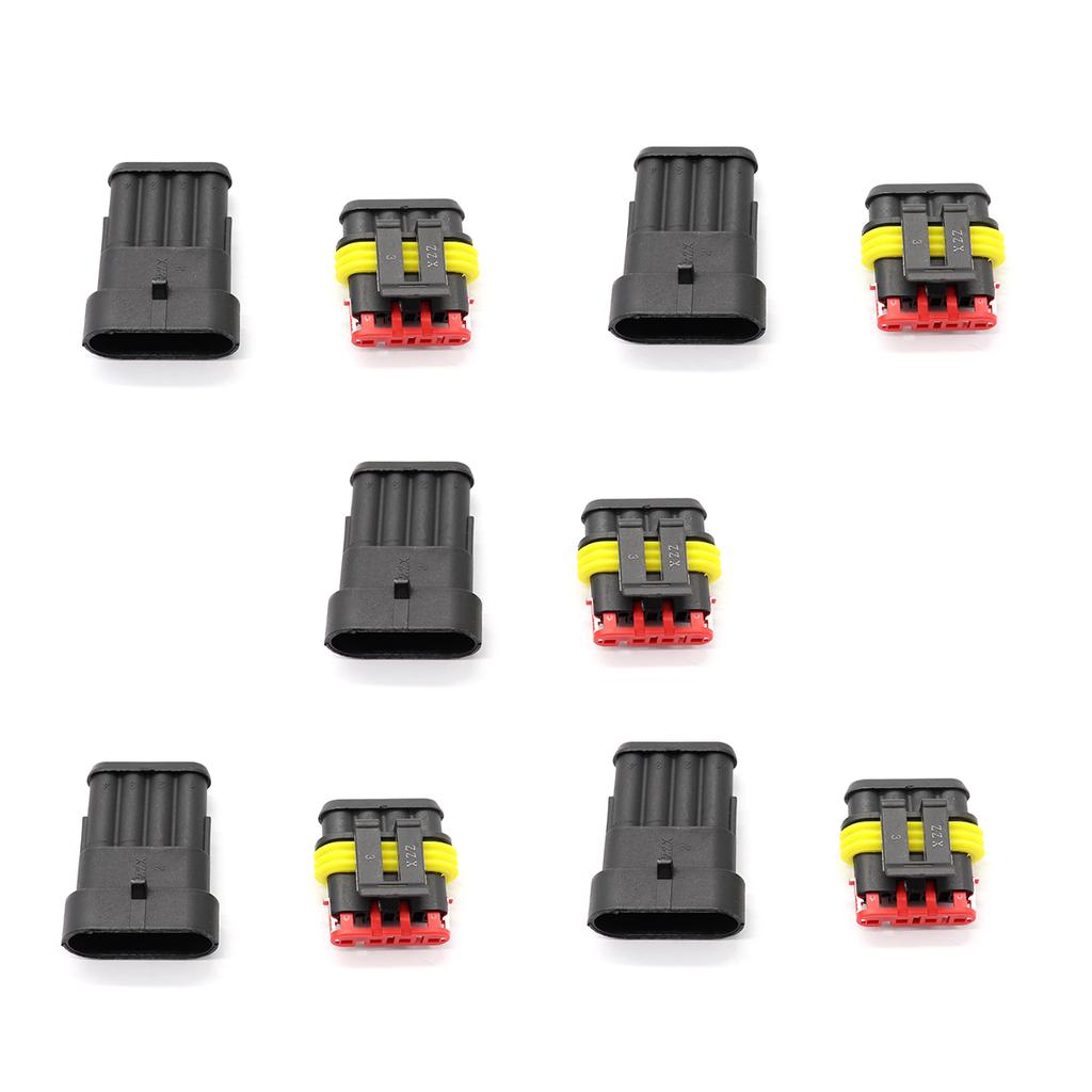 Buy 5 Pairs 3 Pins Dustproof Electrical Terminal Wire Plugs Kits Sets