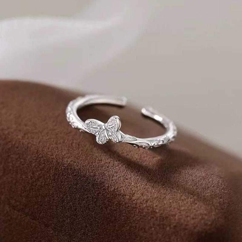 925 Silver Butterfly Luxury Open Ring - Women's High-End Index and Tail Band