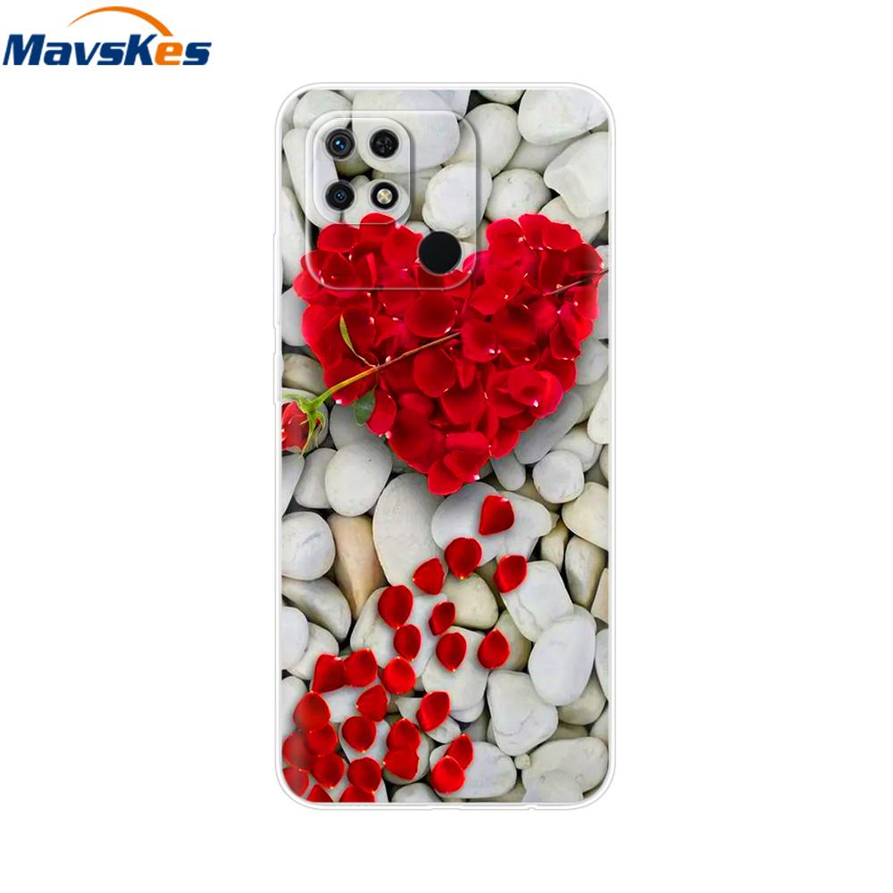 For Redmi 10C Case Clear Heart Flower Soft Silicon Phone Cover For Xiaomi Redmi 10C Coque redmi10C 10 C Fundas Bumper Shockproof