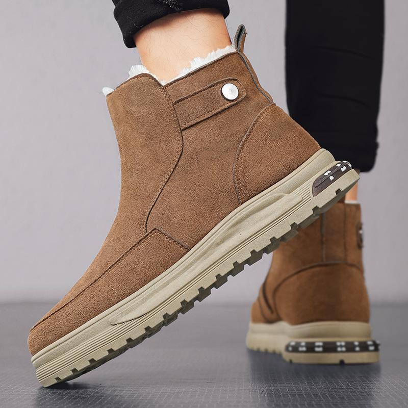 Cizme groase de iarnă pentru bărbați, cu talpă plată peste gleznă, din bumbac termic, la modă, pentru zăpadă, casual