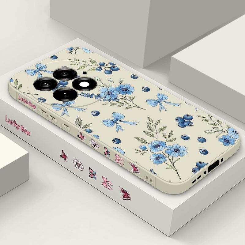 Case For OnePlus 15 13 12 Blueberry Bowknots Floral Pattern Shockproof TPU Silicone Soft Cover For Oneplus Nord 5G 13R 12R 11R