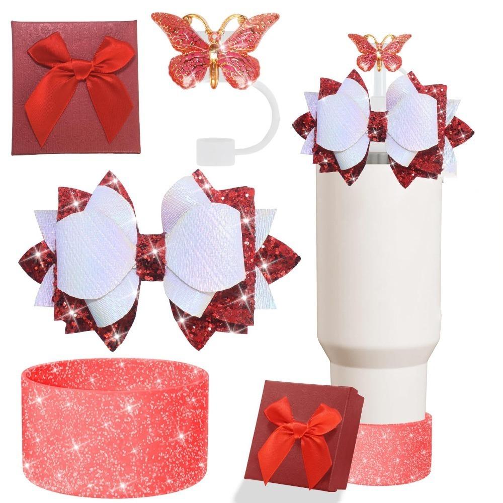 

з Подарунковою Упаковкою Солом яний Капелюх Декорація для Чашки Stanley 30oz/40oz Декорації червоний