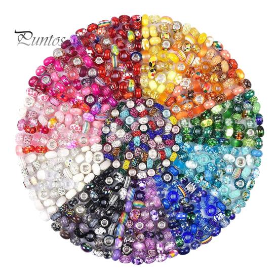 

Набор из 160 бусин с отверстиями, ассорти из европейских бусин, разноцветные бусины с металлическим сердечником для самостоятельного изготовления ювелирных изделий, браслетов, ожерелий, поделок разноцветный
