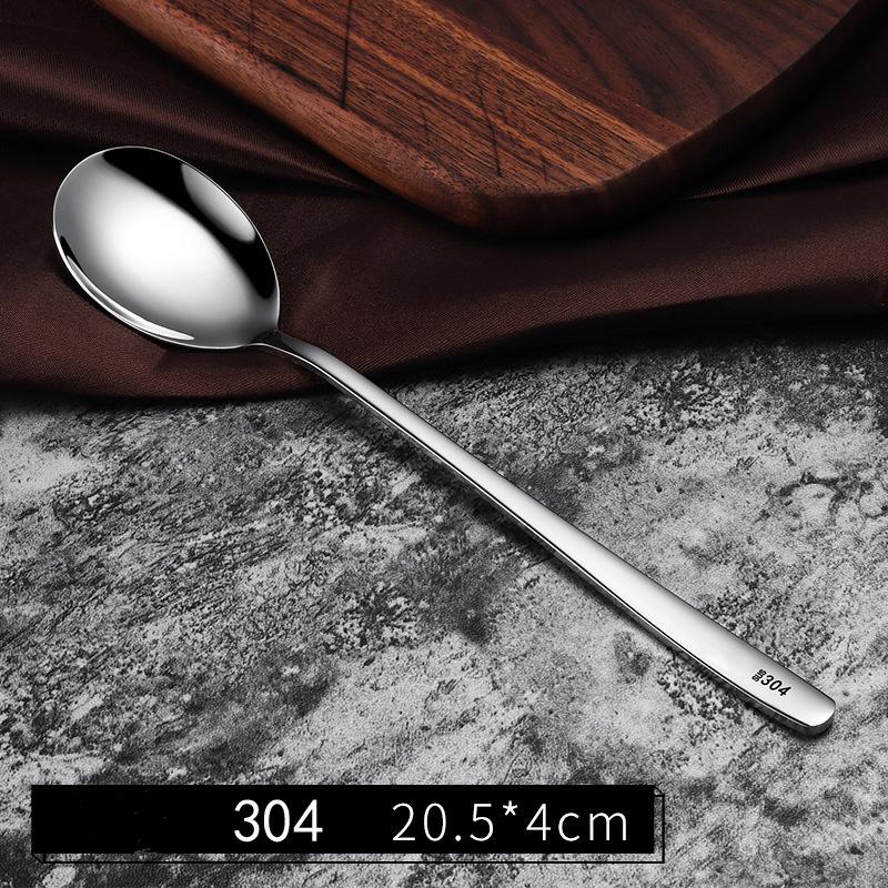 1 cucchiaio in acciaio inox con manico lungo, in argento, per caffè, tè, dessert, miscelazione, zuppa, utensili per bere, posate, stoviglie da cucina