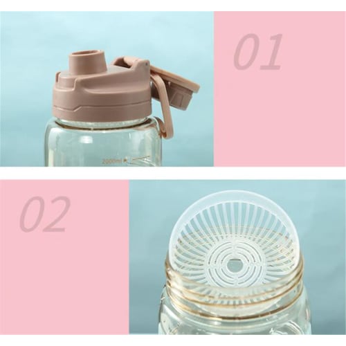 2-Liter Water Bottle, Direct Drinking, Sports Bottle, Plastic, Large Capacity, 2200ml (Blue)