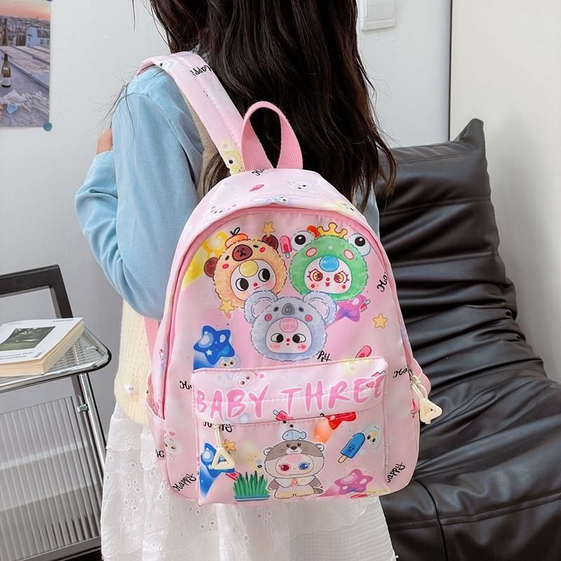 Baby Three Panda Frog Dog Capybara Animal Pattern Backpack Schoolbag Cartoon