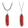 Natural Gemstones Pendant Wire Wrapping Carnelian Necklace Jewelry Decorations Crystal Agate Gift for Women Man