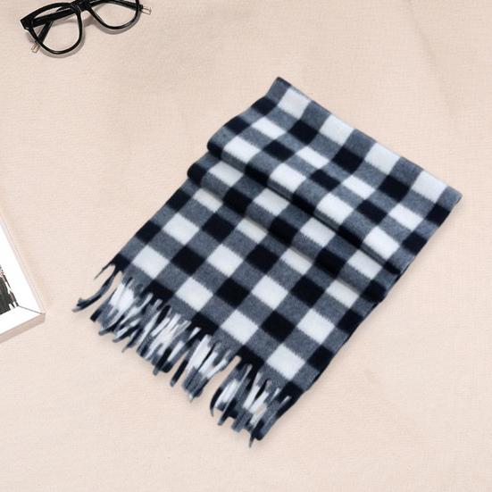 Unisex Winter Scarf Color Matching Plaid Print Tassel Thick Warm Soft Double-sided Plush Long And Wide Keep Warm Neck Protection Lady Fall Scarf