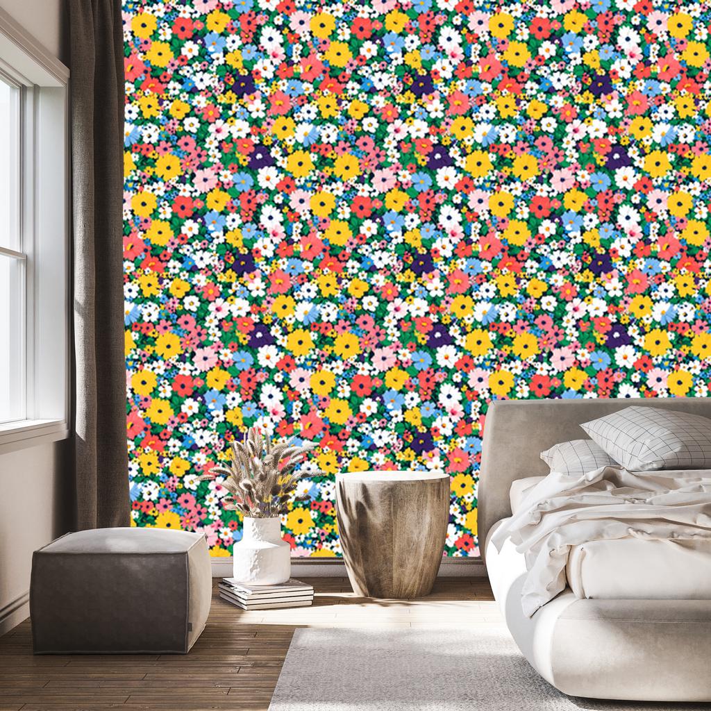 Wallpaper Small Flowers Sea and Yellow for Living Room and Bedroom 50x1000