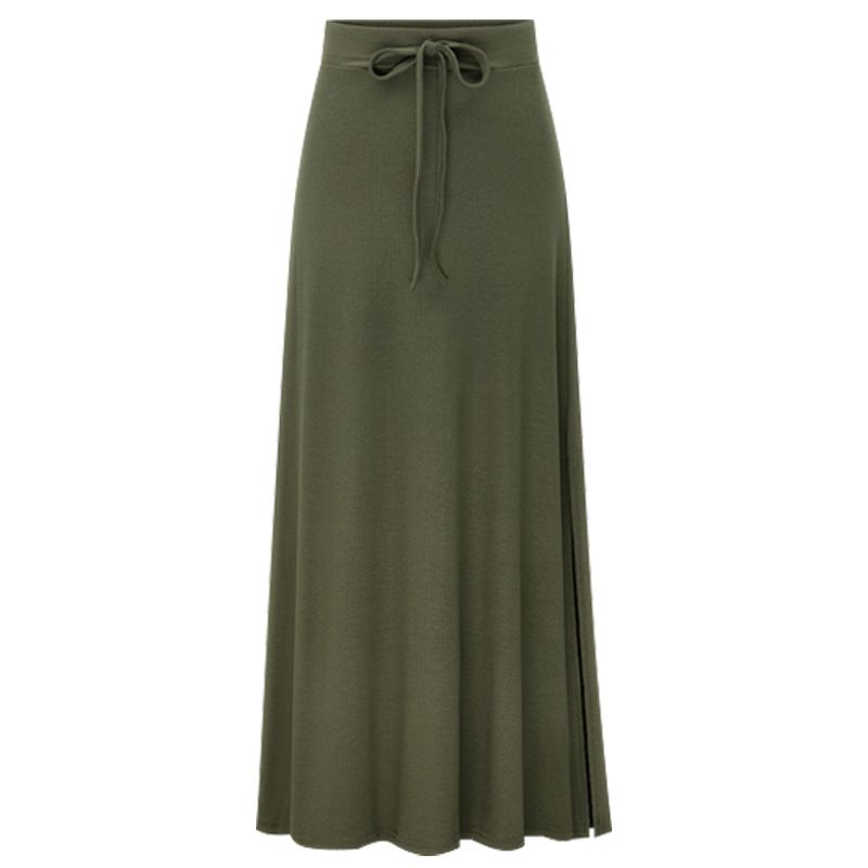 Solid Color Lace up Waist Hugging Skirt Solid Lace-up Sheath Skirt for Women