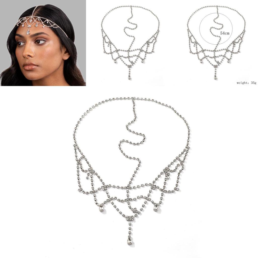 Bridal Headband With Alloy Material And Elegant Waterdrop Flower Style For Brides