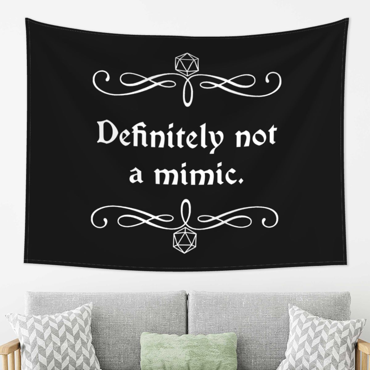 

Definitely Not A Mimic Dnd Game Tapestry Wall Hanging Aesthetic Home Decor Tapestries for Living Room Bedroom 74x94cm(29x37in)