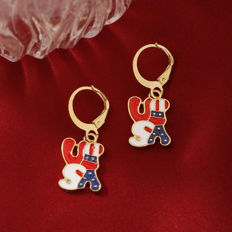 USA Flag Ice Cream Star Apple Flag Earrings Jewelry Five-piece Set