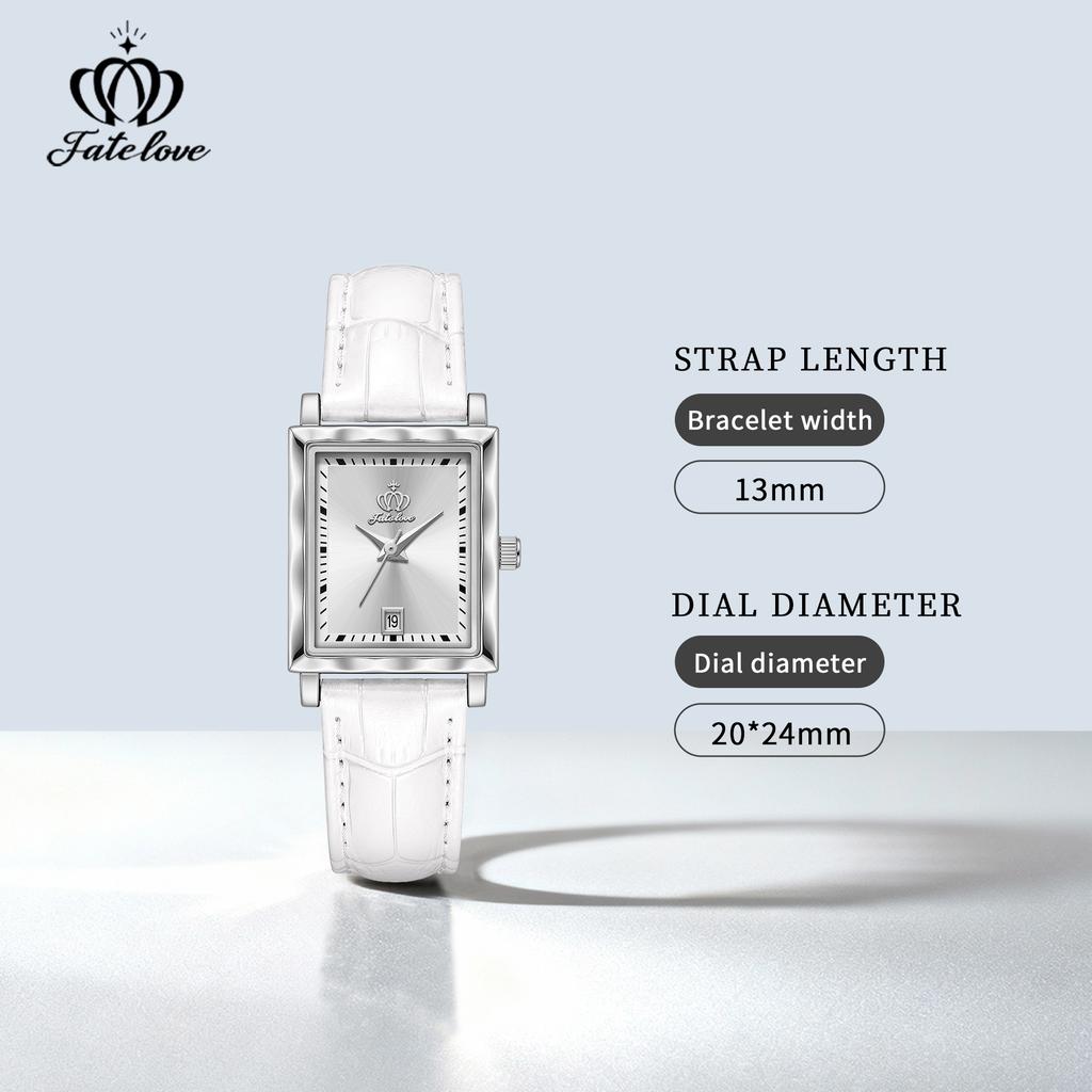Fate Love Brand New Exquisite Square Dial Waterproof Women's Leather Strap Quartz Watch for Women 932