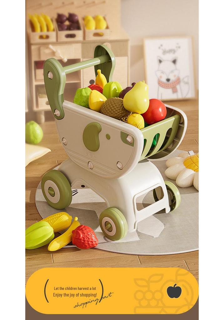 Kids' Grocery Shopping Cart Toy with Fruits & Vegetables - Interactive Role-Play for Boys & Girls