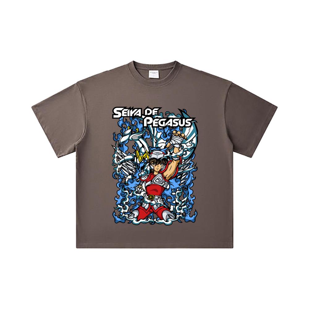 260 GSM Double Yarn 32 Count 100% Cotton Saint Seiya V15 Pegasus Print Unisex Heavy Cotton T Shirt… More