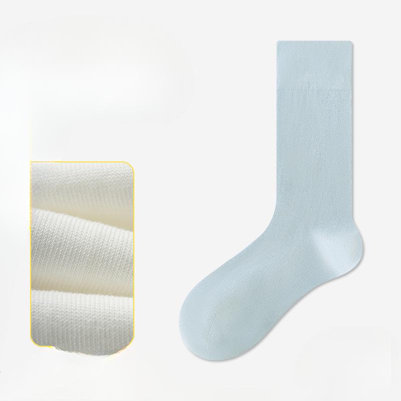 Female Summer Thin Style Pure Cotton 10A Antibacterial Deodorant Boneless Solid Color Long Tube Pile Socks