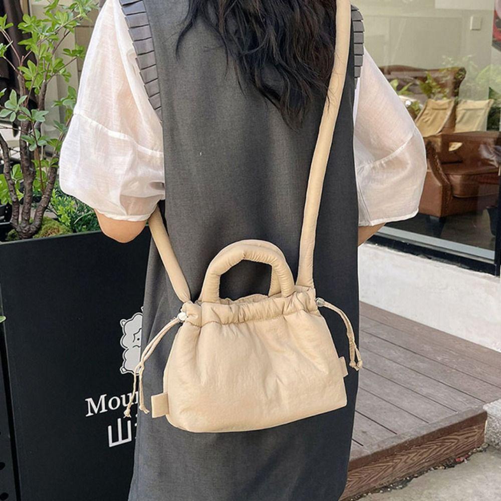 Dual-purpose Nylon Padded Tote Bag Soft Puffer Backpack Vintage Drawstring Tote Bag  Workout