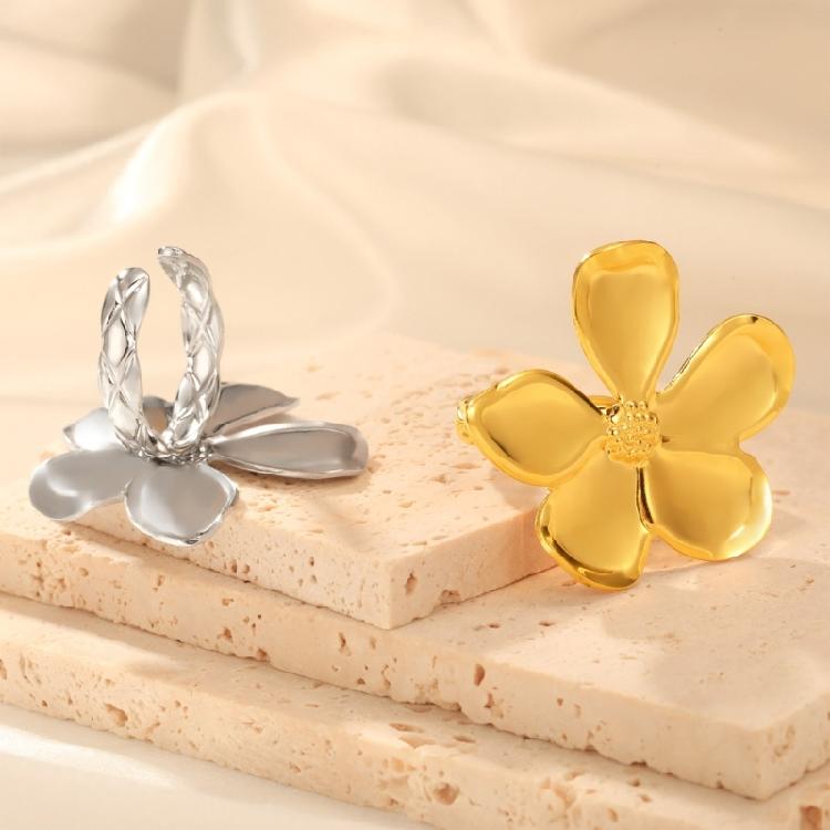 Opening Rings Flower Rings Hand Jewelry Fashion Rings Stainless Steel Adjustable Rings Suitable for Fashion Enthusiasts