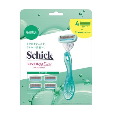Hassas Ciltler için Hydrosilk Kombinasyon Paketi (Tutacak (bıçaklı) + 4 adet yedek bıçak) Kadın Tıraş Bıçağı Yeşil