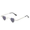Sweet Cool Heart Metal Thin Frame Sunglasses For Women, Mini Heart Shape & Face Slimming For Streetwear Styling 1084