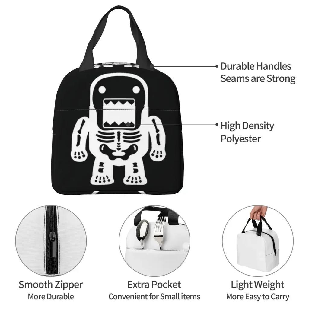 Domo Kun RAWR Merch Cartoon Anime Insulated Lunch Bag for Women Kids Leakproof Food Boxes Thermal Lunch Box Tote