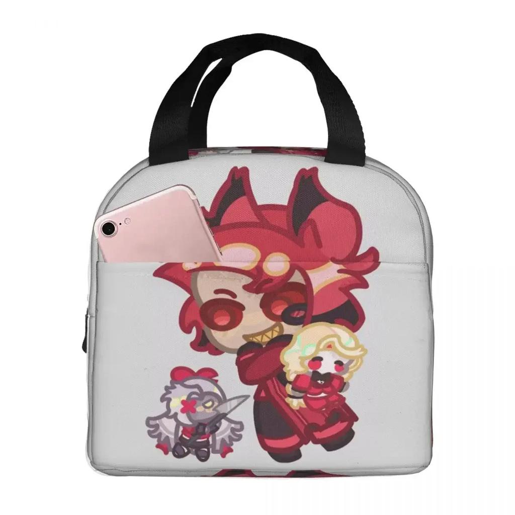 Charlie And Vaggie Valentines Hazbin Hotels Insulated Lunch Bag for School Cooler Thermal Food Box Tote Lunch Boxes Container