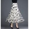 Korean Women Tulle Skirt Fashion Summer Hook Floral Loose Midi Skirt Elegant Casual Mesh Skirts