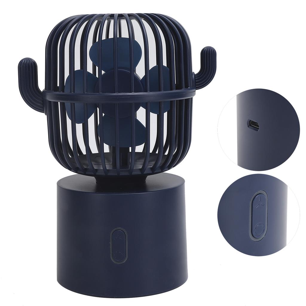 Cactus Handheld Fan Mini Oscillating USB Left Right Auto Rotation Quiet Operation for Desktop
