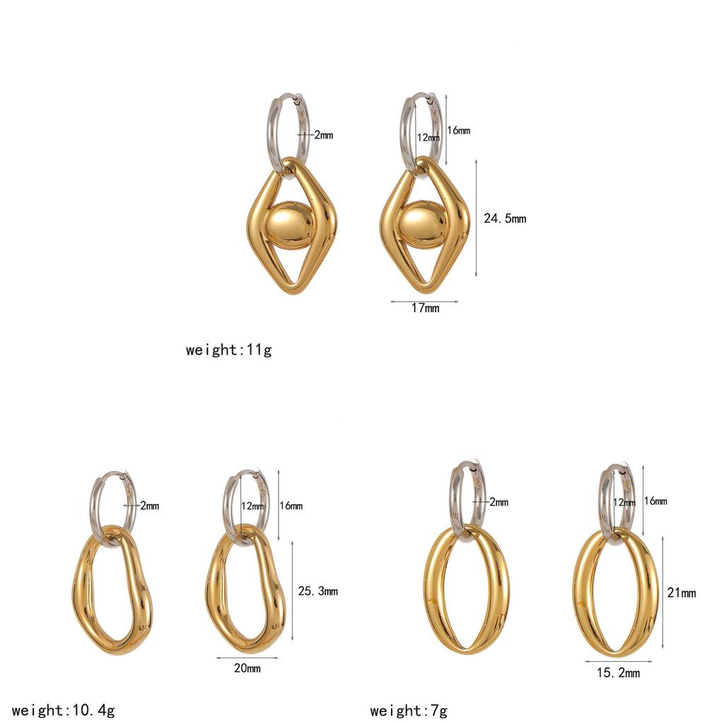 Geometric Stainless Steel Hoop Earrings For Women Summer Fashion Jewelry
