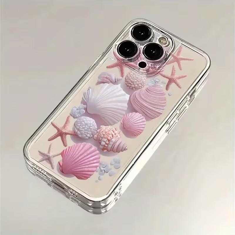 Pink Ocean Shell Pattern Phone Case For IPhone 17 16 11 13 12 14 15 Pro Max 14 Plus 16E 17 Air Shockproof Soft Silicone Cover