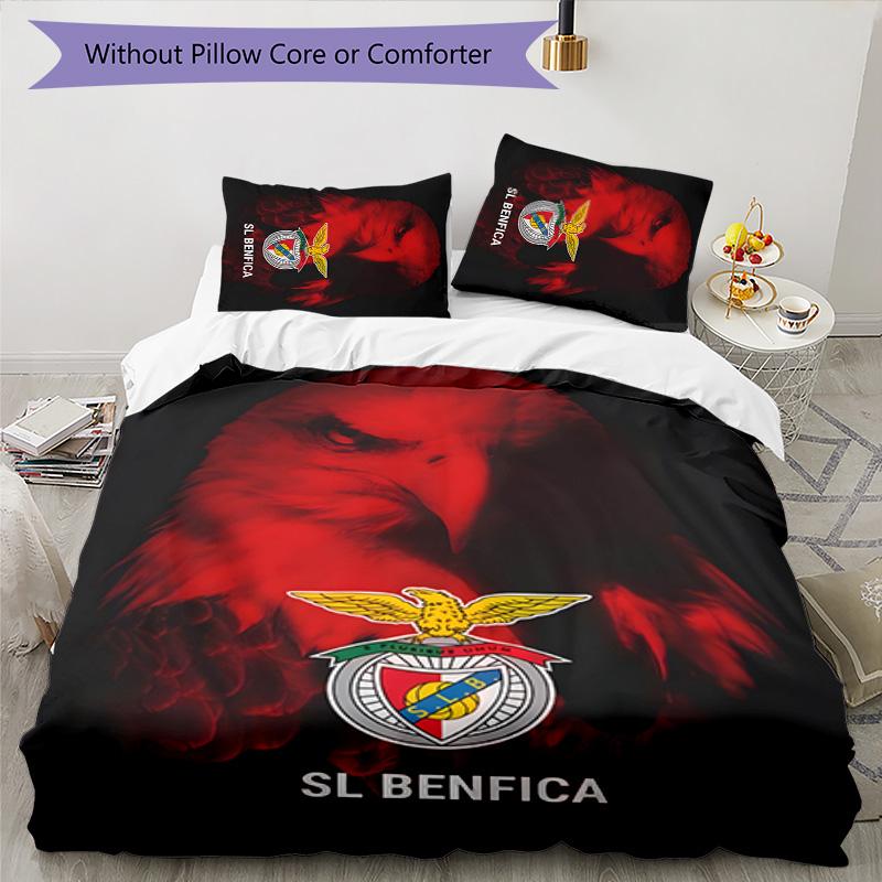 3pcs B-Benfica Design Cover Set - HD Printed Bedding with 1 Cover and 2 Pillowcases - Perfect for Home and Dorm Decor