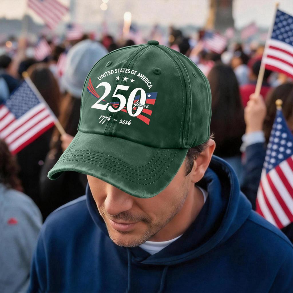 Men's and Women's Matching American 250th Anniversary Anniversary Embroidered Vintage Washed Baseball Cap