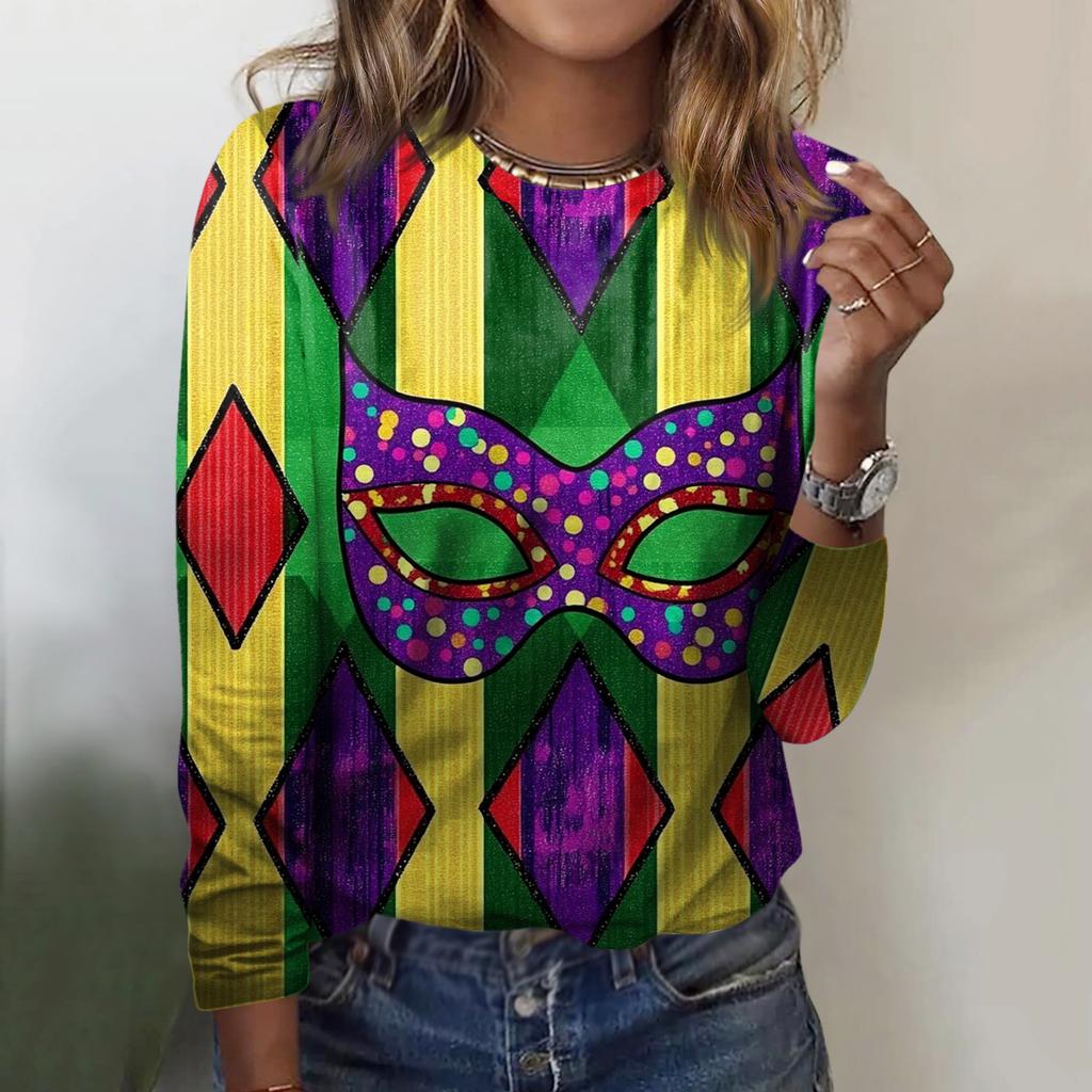 Damen Locker Bequem Lässig Mode Rundhals Weihnachts-Print Langarm Kapuzenpullover