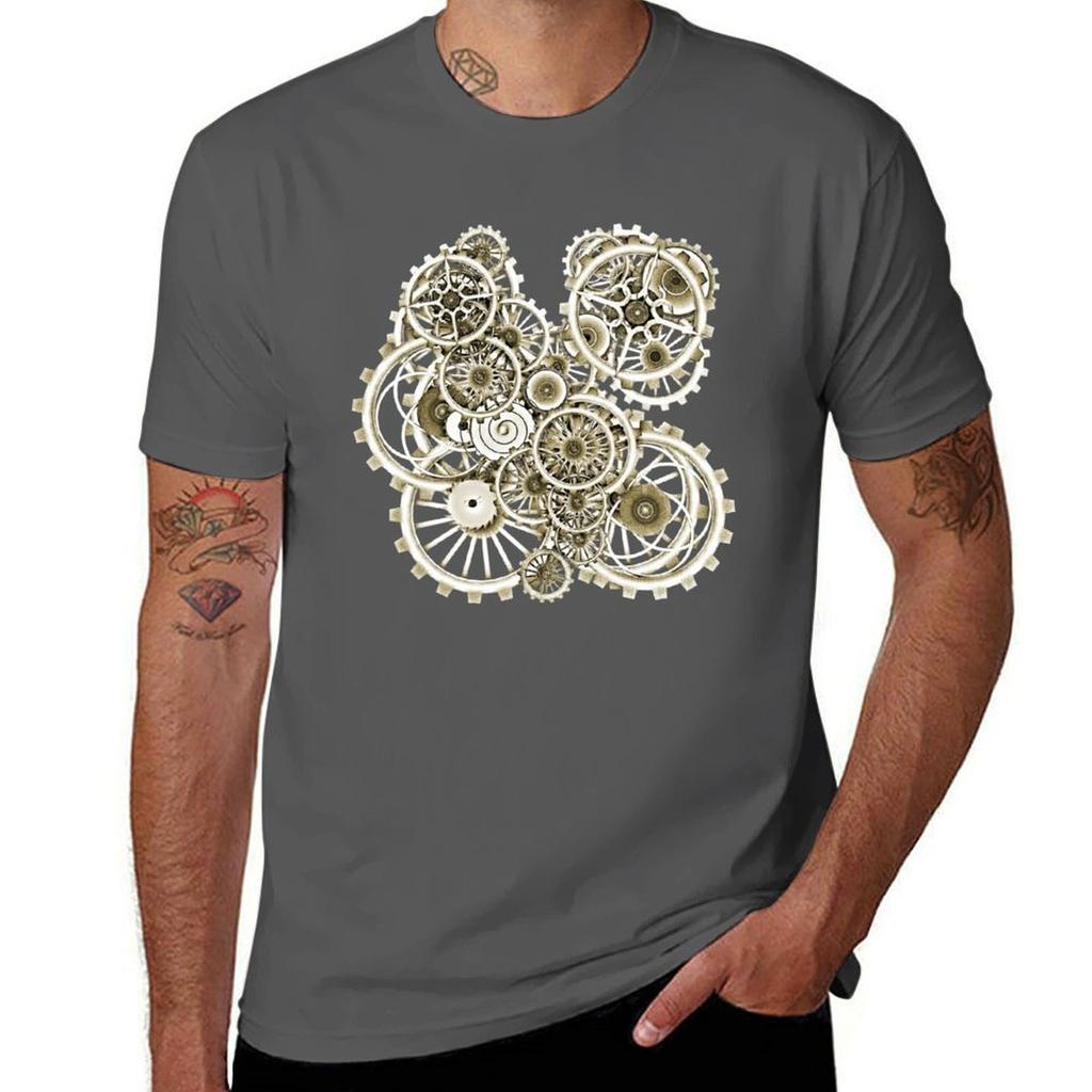 Steampunk Gears on your Gear No2 Vintage Style Steampunk TShirt Basic Daily Outfit Short Sleeve Tee