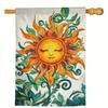 2D Flat - 2D Printing, 1pc Vibrant Sun Design Garden Flag Double-Sided Polyester, Weather-Resistant Outdoor Decor with Floral Elements, No Electricit