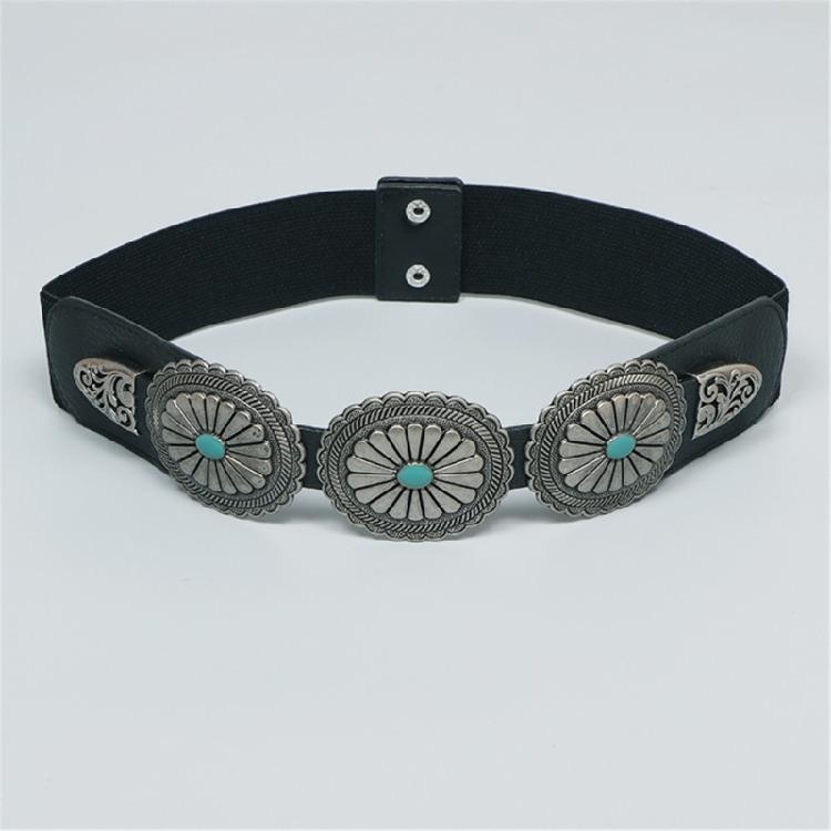 Delicate Woman Dress Waist Corset Carved Turquoise Buckle Waist Belt for Girls