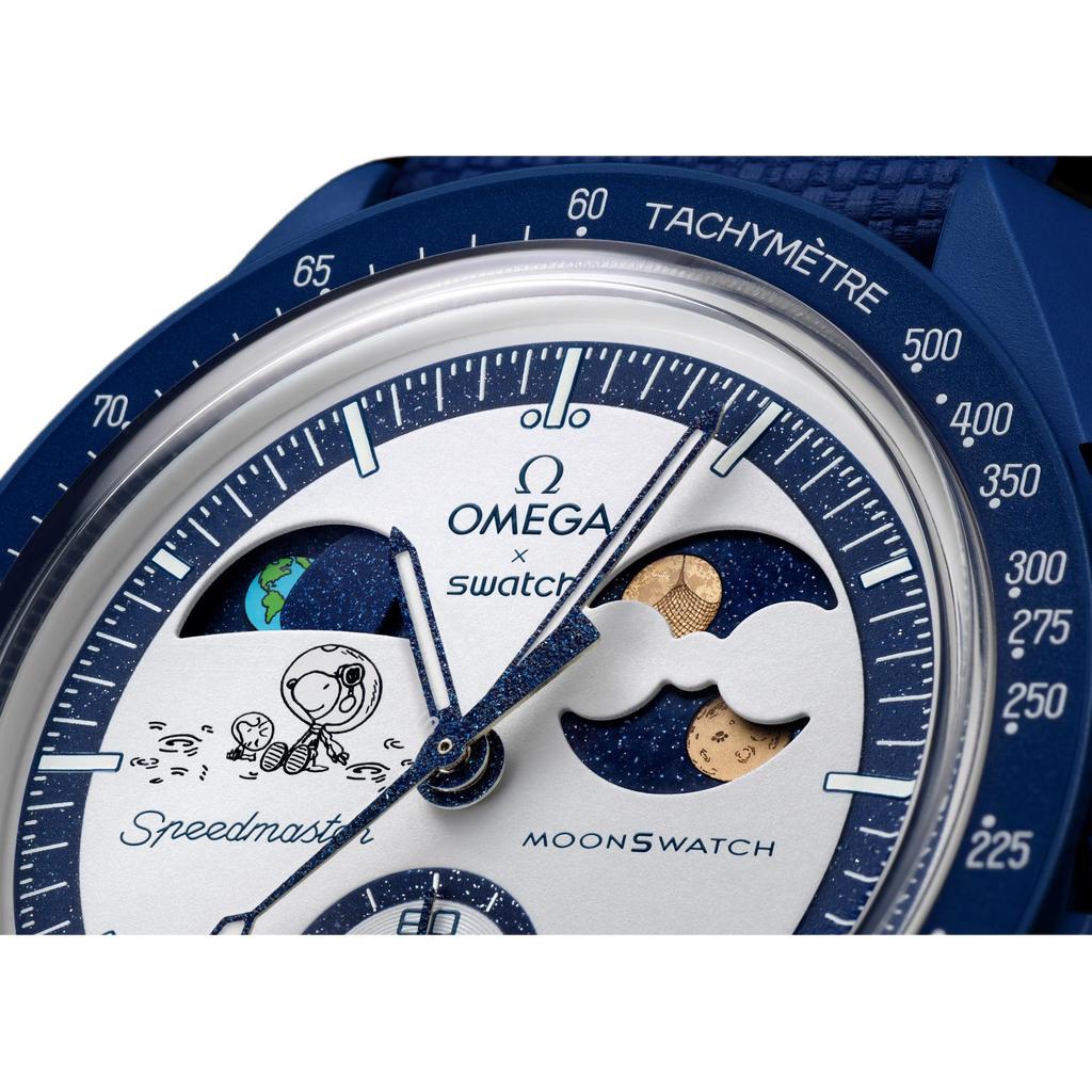 Swatch Omega MOONSWATCH SNOOPY Kollaboration Quarzwerk Herrenuhren Uhr 42mm Weißes Zifferblatt SO33N701L