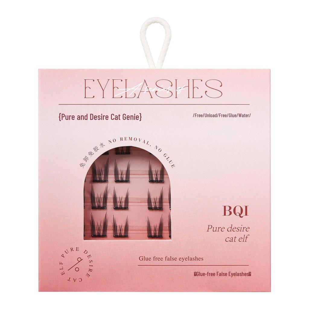 Pure Desire Self-Adhesive Cat-Eye Eyelashes - No Glue, Thick Natural Curl for Beginners