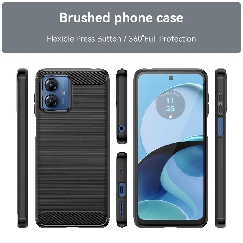 Carbon Fiber Texture TPU Case for Motorola Moto G04 G24 G14 G34 G54 G84 Protective Cover Shockproof Funda Coque