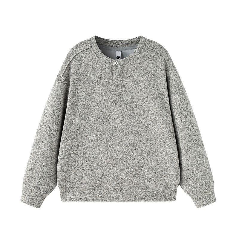 Herren Casual Langarm Sweatshirt Lockerer Schnitt Einfarbige Runde Halslinie Tägliches Tragen Mode Top