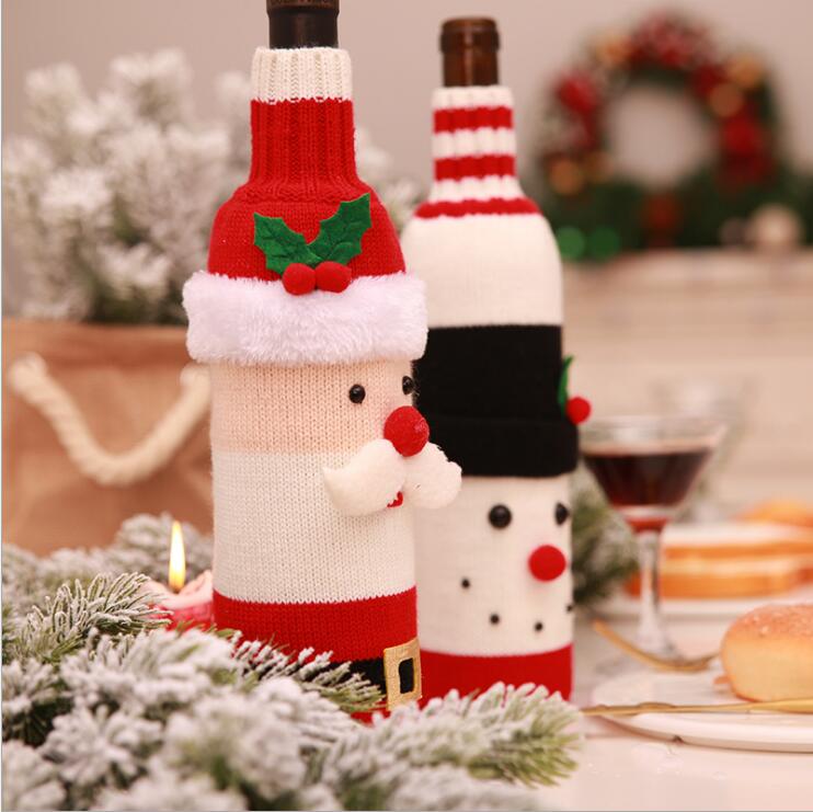 Christmas Decorations for Home Santa Claus Wine Bottle Cover Bag Snowman Stocking Gift