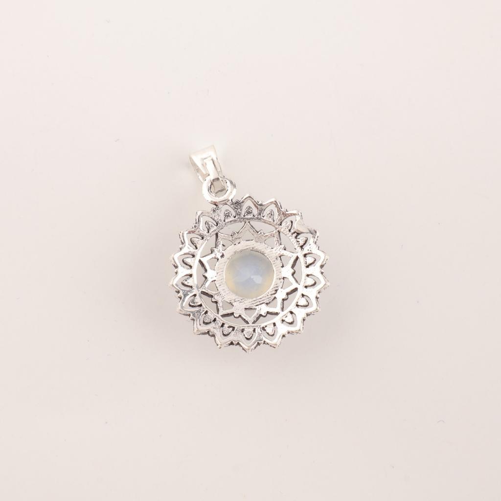 Milky Opal Gemstone 925 Sterling Silver Jewelry Oxidize Pendant 1.14" For Girls CP-30-19