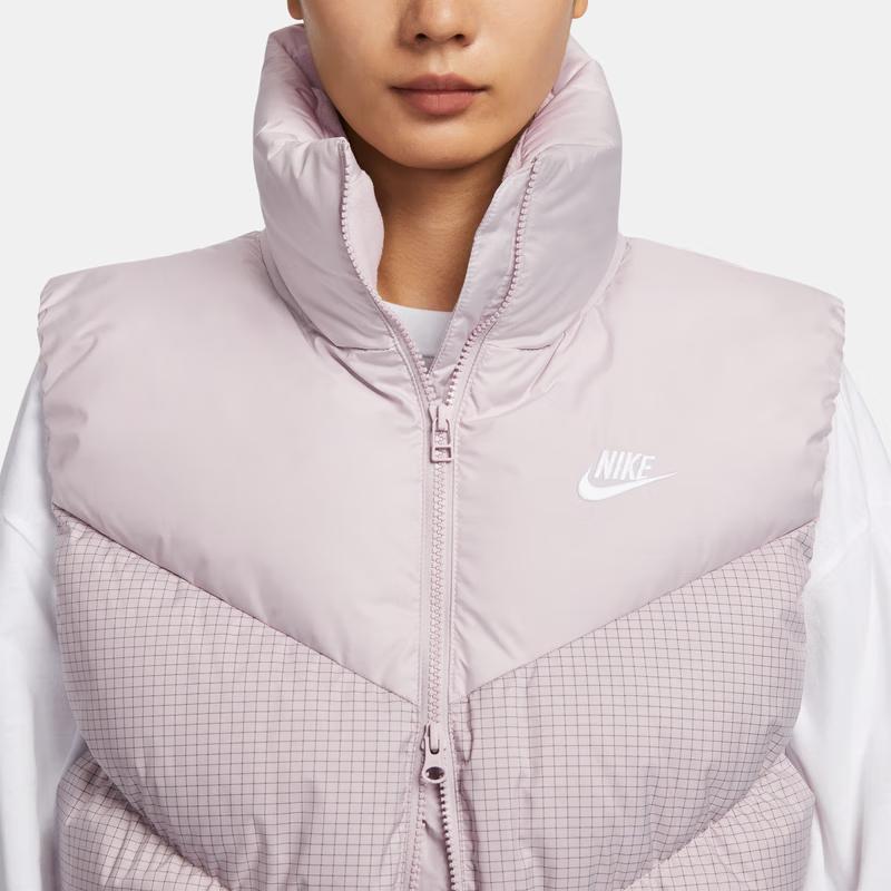 Nike Alphabet Logo Stand Collar Zippered Mid-Length Down Vest Women Vest Pink FN0031-019
