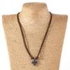 Lightweight Adjustable Braided Leather Necklace Crucifix Pendant Vintage Accessory For Everyday Fashion Jewlery