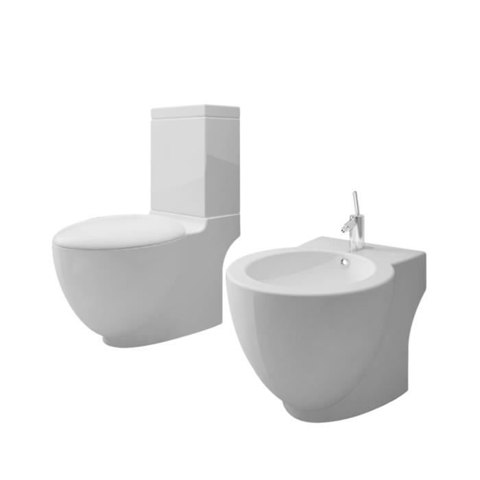 Set de cuvette et bidet céramique Blanc