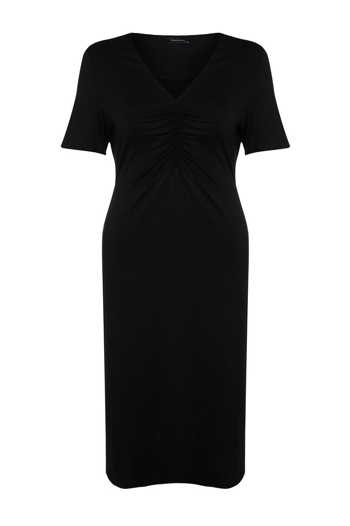 Modisches, lässiges, kurzärmliges Midi-Braun-A-Linien-Webkleid für Damen