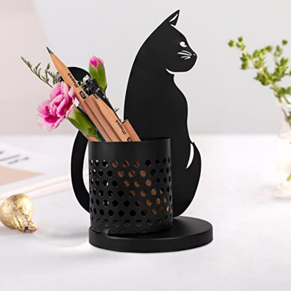Stilvoller Stifthalter und Schilfvase in Katzenform aus Metall – ein ideales Geschenk für Tischorganisatoren mit doppeltem Verwendungszweck, Katzenliebhaber und Liebhaber von Heimdekor